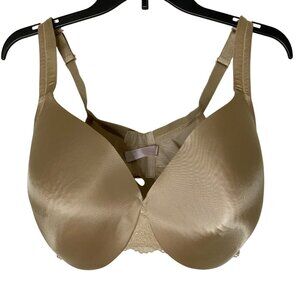 Cacique 42DDD Nude Beige Bra Smooth Full Coverage Underwire Lace Back